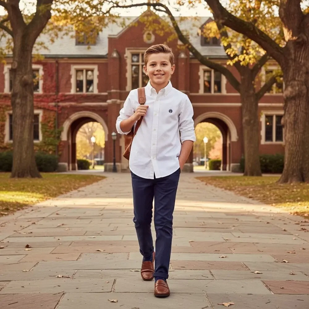 Ralph Lauren Boys White Button Down Dress Shirt-Size 10-Classic Preppy Cotton